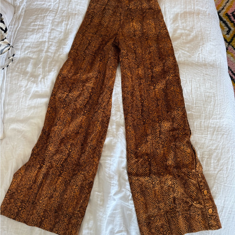Ulla Johnson Chic Snake Print Wide-Leg Trousers